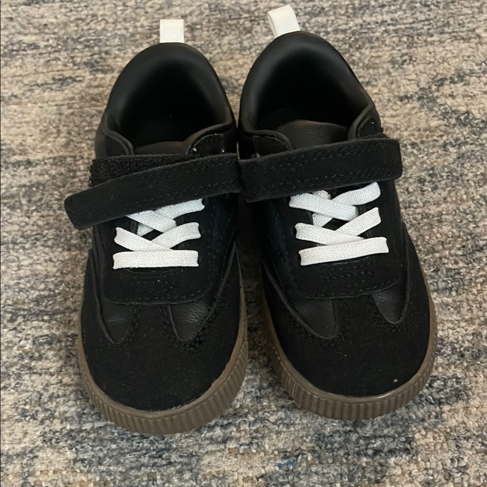 Kids Black Sneakers with White Laces